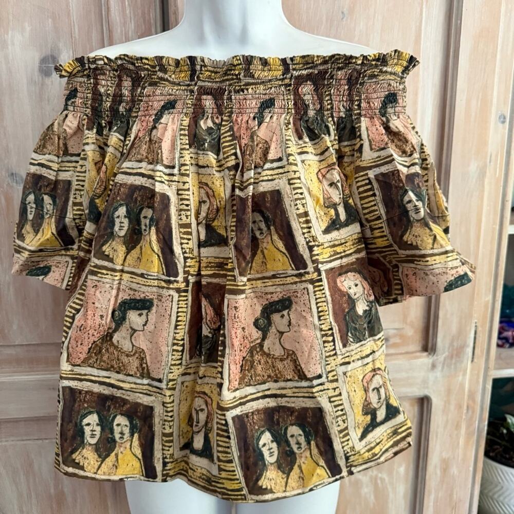 Burberry Off the Shoulder Faces Shirt Top Women’s 8 - Picture 5 of 14